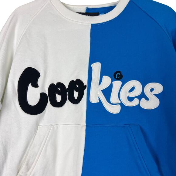 Cookies Split Logo Crewneck Sweatshirt Small Blue White Streetwear Skater Y2K - Picture 3 of 6